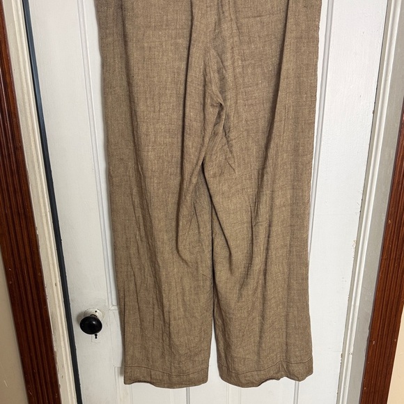 Anthropologie Linen Low Rise Wide Leg Pants Tan Size 14 - Picture 9 of 15